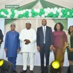 L-R: Her Excellency, Lolo Cecelia Ezeilo, Deputy Gov. Enugu State, Dr. Tolulope Adewole, Programme Director, MedServe, His Excellency, Rt. Hon. Dr. Ifeanyi Ugwuanyi, CON, Gov. Enugu State, Mr. Aminu Umar-Sadiq, MD & CEO, NSIA, Dr. Ogechi Paschal-Ejiogu, NED, NSIA, Mrs. Olubisi Makoju, ED CS & O, NSIA, Mr. Kolawole Owodunni, ED & CIO, NSIA during the launch of EquiLease and MedServe and handover ceremony of the Enugu Medical Diagnostic Centre held in Enugu State