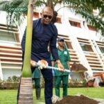 Chairman, Transcorp Group, Tony O. Elumelu, CFR, planting a tree at Transcorp Hilton Abuja to commemorate World Environment Day 2023.