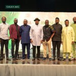 Andy Odeh, NLNG’s GM External Relations & Sustainable Development with playwrights in the Longlist of 11 playwrights of The Nigeria Prize for Literature (2023) at the NLNG-NPL Book Party in Lagos…recently.