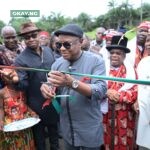 Honourable Commissioner for Chieftaincy & Community Affairs in Rivers State, Engr. Charles Amadi, flanked by NLNG’s GM for External Relations & Sustainable Development Andy Odeh, commissioning the 1km Rumuji/Rumuewhor Link Road, initiated and completed by the Rumuji community and funded by the Nigeria LNG Limited’s Global Memoranda of Understanding (GMoU) scheme on Tuesday…in Rumuji.