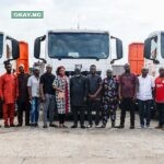 Adewale Adetayo, General Manager, SIFAX Logistics Company Limited (m) and other management team members of the terminal during the unveiling of the 13 brand-new MAN Diesel trucks acquired by SIFAX Logistics Company Limited recently.