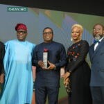 Chief Operating Officer (COO), Seplat Energy Plc, Samson Ezugworie flanked by Director External Affairs & Sustainability, Chioma Afe; Head Compliance (Operations & Market), Adebowale Eboda (left) and Senior Manager Business Finance, Adetaiwo Osindero; and Manager Corporate Communications, Stanley Opara (right), at The BusinessDay Top 25 CEOs Awards where CEO Seplat Energy, Mr. Roger Brown was recognised for Excellence and Business Leadership in Lagos on Saturday