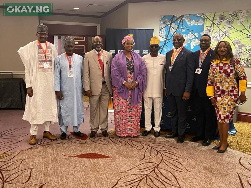 L-R: Alhaji Auwal Ahmed, CEO, Digital Health and Innovation Solutions; Alhaji Ibrahim Bapete, Executive Director, Integrated Facility Management Ltd; Hon Tunde Doherty, Chairman, APC UK Chapter; Hajia Khuraira Musa, President K-Pro Consulting; Mr Babatunde MacAlabi, CEO, T-BYK Limited; Dr Adesola Adeduntan, CEO, FirstBank Group; Mr Tosin Adewuyi, Executive Director, Corporate Banking, FirstBank; Dr Remi Duyile, President, Image Consulting Group at the Africa International Trade Exhibition, New York on the sidelines of the 78th Session of UN General Assembly (UNGA 78), last week.