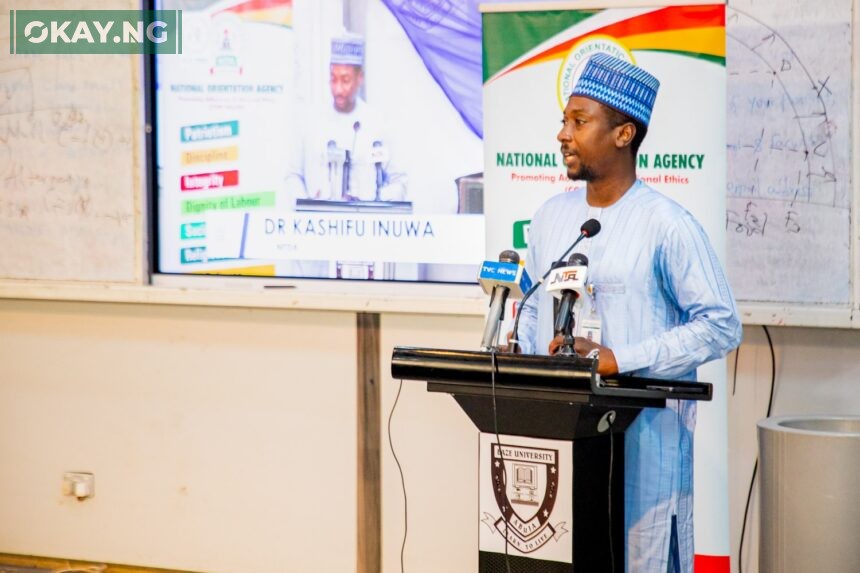 The DG NITDA Kashifu Inuwa CCIE represented by Engr Mohammed Kabiru delivering a keynote address at the Nigeria Teen Cyber Festival 2023 in Abuja