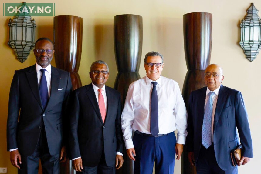 (L-R) Tidjane Thiam, Executive Chairman, Freedom Acquisition 1 Corporation; Aliko Dangote, Group President, President/CE, Dangote Industries; Aziz Akhannouch, Prime Minister of Morocco; Dr. Mo Ibrahim, Founder and Chair of Mo Ibrahim Foundation at a side meeting during the World Bank Group and IMF Annual Meeting in Marrakech, Morocco.