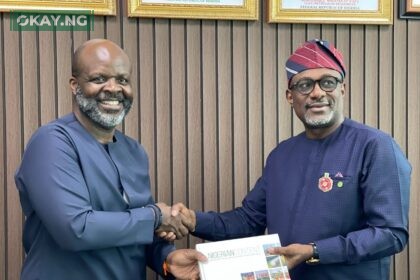 L-R, Babajide Ololajulo, Govt Relations Advisor, HEOSL; Adesola Adebawo, GM, Govt, JV, and External Relations, HEOSL; Ado Oseragbaje, CEO, HEOSL; Simbi Wabote, Executive Secretary, NCDMB; Akintunde Adelana, Director M&E, NCDMB; Umar Babangida, Director Legal, NCDMB, and Abdulmalik Halilu, Director Planning, Research and Statistics, NCDMB