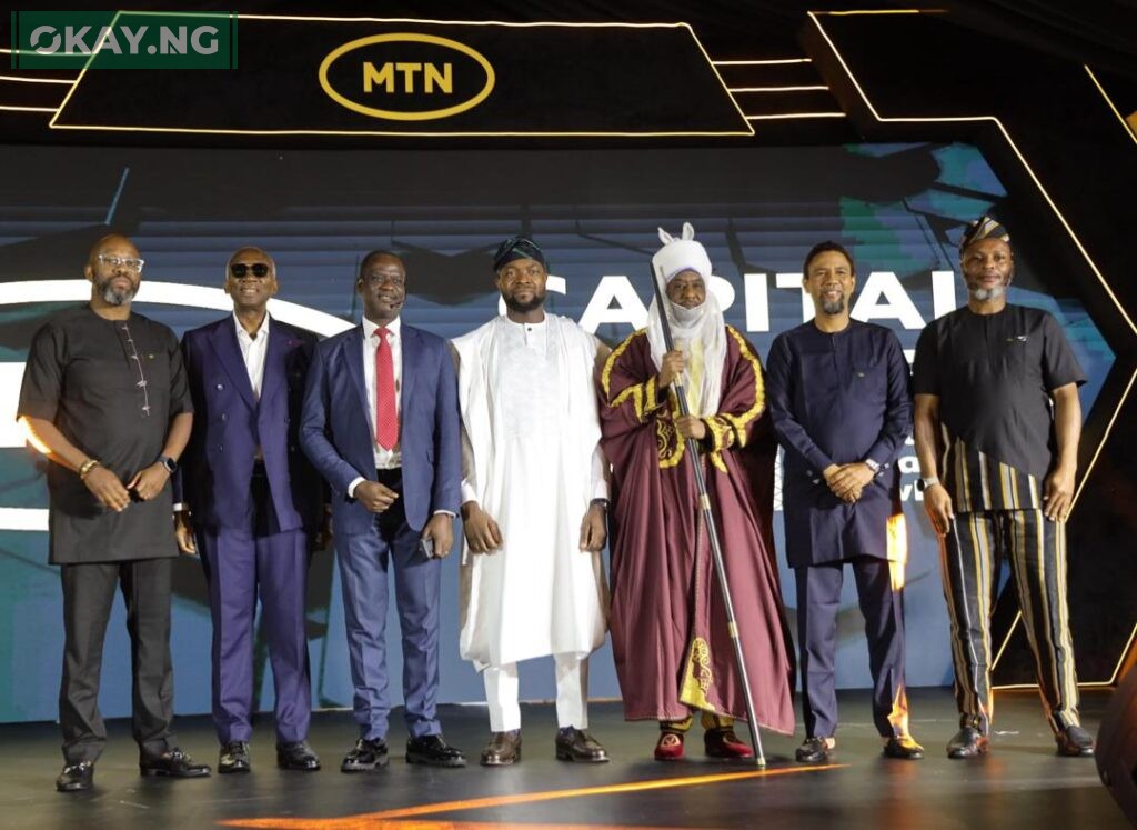 L-R: Ralph Mupita, Group President & CEO, MTN; Dr. Ernest Ndukwe (OFR), Chairman, MTN Nigeria; Taiwo Oyedele, Chairman, Presidential Committee on Fiscal Policy & Tax Reforms; Dr. Bosun Tijani, Hon. Minister of Communications, Innovation and Digital Economy; HRH Khalifa Muhammad Sanusi II, 14th Emir of Kano and Director, MTN Group; Karl Toriola, Chief Executive Officer, MTN Nigeria and Modupe Kadri, Chief Financial Officer, MTN Nigeria at MTN Capital Markets Day held at Transcorp Hilton Hotel, Abuja, on November 15, 2023.