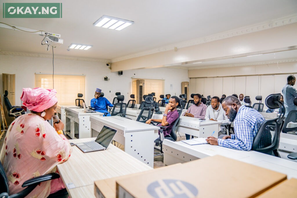 Pic.1. The DG, NITDA, Kashifu Inuwa CCIE, represented by Ag. Director, Digital Literacy and Capacity Development Department, Dr Amina Sambo-Magaji addressing the top 10 winners of the NITDA-Coursera training programme