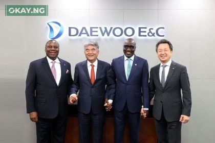 Chief Joseph Penawou- Country Chairman, Daewoo E&C Nigeria, Mr. Wonju Jung- Group Chairman Daewoo E&C, GCEO NNPC Ltd., Mr. Mele Kyari and Mr. Jungwan Baek- CEO & President Daewoo E&C