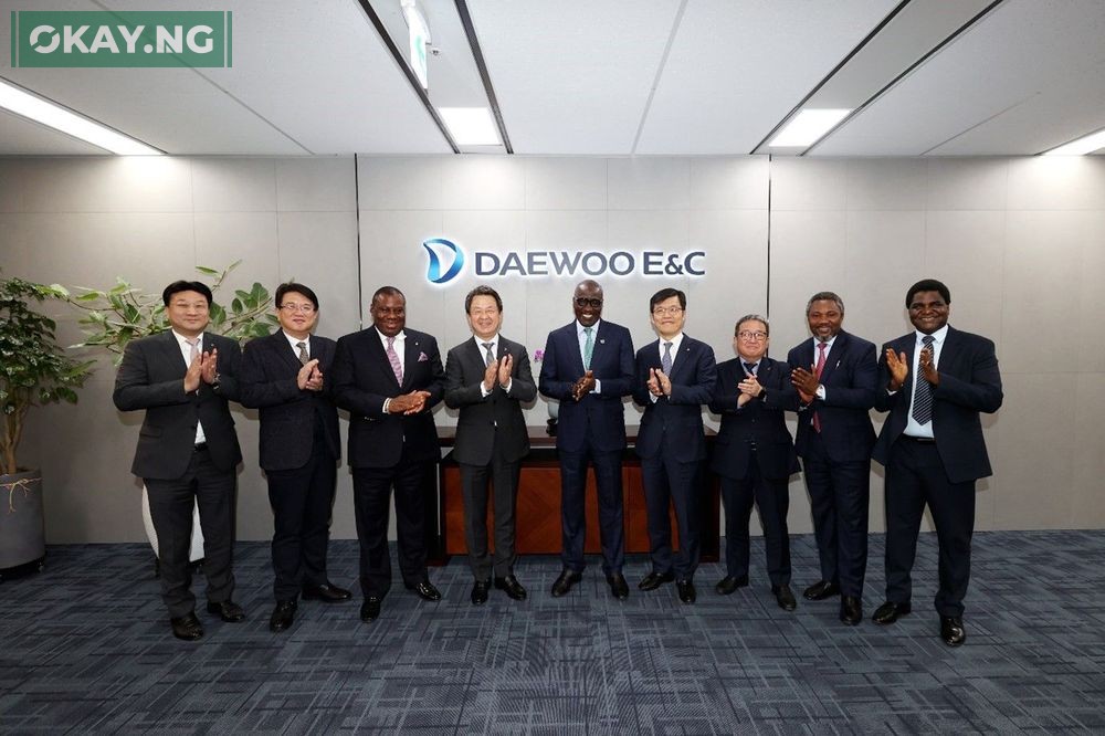 From Left: Mr. TW Jung, MD, DECN, Mr. Seung (Kevin) Han, Executive VP, Global Business, Chief Joseph Penawou, Country Chairman, DECN, Mr. Jungwan Baek, GCEO NNPC Ltd., Mele Kyari, CEO & President, Mr. Seungil Cho, COO, Plant business Division, Mr. Dongwoo Lee / Senior VP, Plant Business and Mr. Ilesanmi Adekunle, GM, DECN