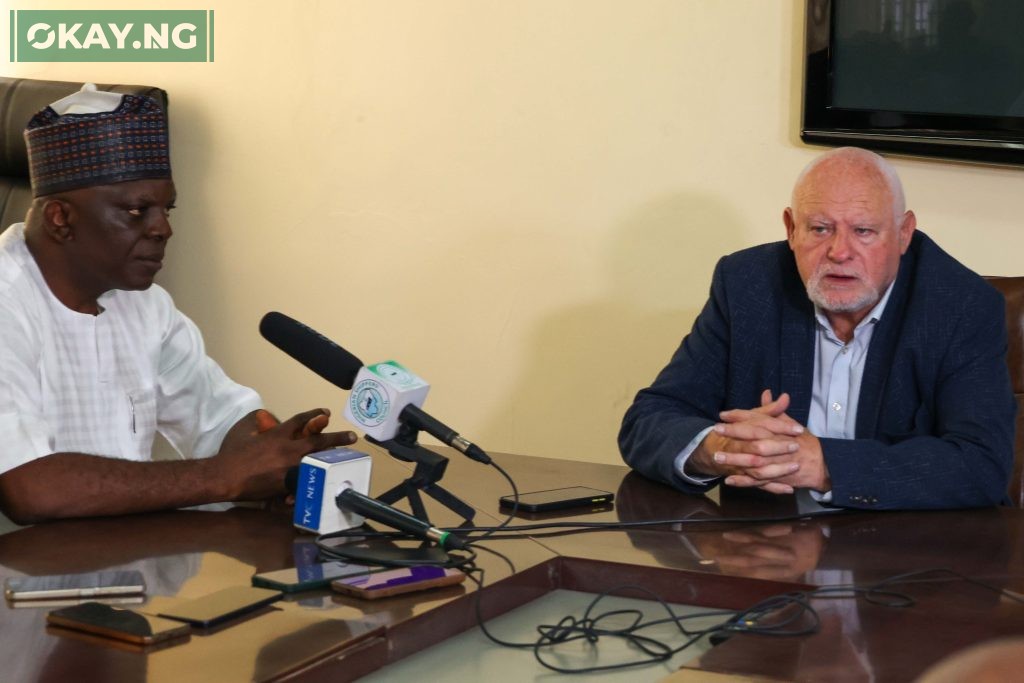 L-R: Pius Ukeyima Akutah (MON), newly-appointed Executive Secretary/CEO, Nigerian Shippers Council giving his speech during his maiden courtesy visit to Ports & Cargo Handling Services Limited, operator of Terminal C, Tin Can Island Port, Apapa and subsidiary of SIFAX Group today.