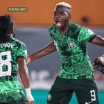 Nigeria’s forward #18 Ademola Lookman (L) celebrates scoring his team’s first goal with Nigeria’s forward #9 Victor Osimhen during the Africa Cup of Nations 2023 round of 16 football match between Nigeria and Cameroon at the Felix Houphouet-Boigny Stadium in Abidjan on January 27, 2024.