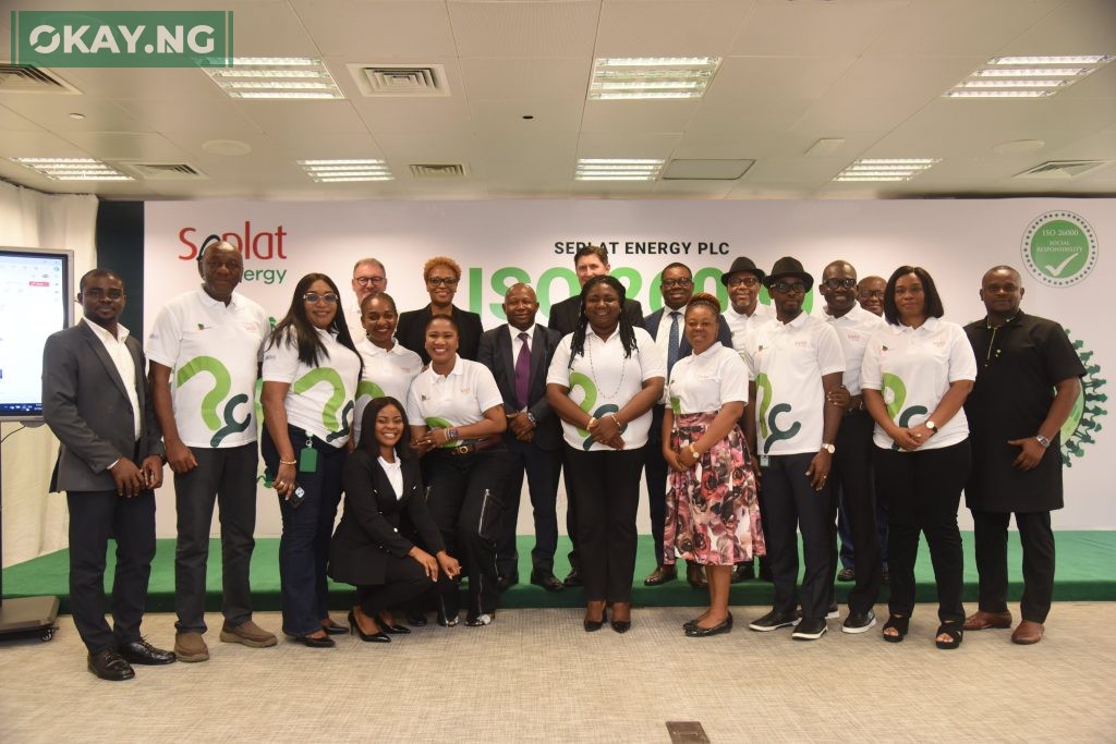 Management and Staff of Seplat Energy Plc and Executives of International Network for Corporate Social Responsibility (INCSR) during the unveiling of the ISO 26000 Social Responsibility Guidance Management Self-Declaration by Seplat Energy Plc in conjunction with INCSR in Lagos ... on Monday