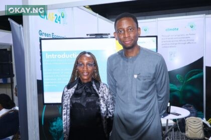 Alice Eze, Chief Operating Officer of Climate Action Africa and Olatubosun Alake and Commissioner, Innovation, Science and Technology, Lagos State at the Omniverse Summit 2024 that held in Lagos, Nigeria.