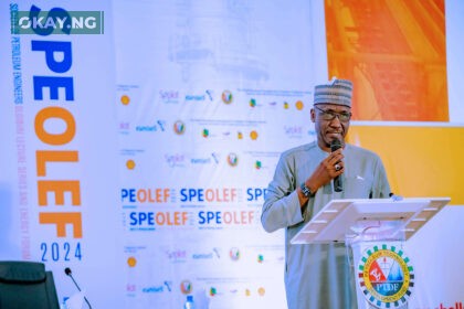 Group CEO, NNPC Ltd., Mr. Mele Kyari delivers a Keynote Address on Industry Operations with the theme, "Stability in the Energy Sector: Integrated Strategies for Infrastructure, Transportation and Security," during the 2024 edition of Society of Petroleum Engineers Oloibiri Lecture Series and Energy Forum (SPE OLEF) held in Abuja, on Thursday.
