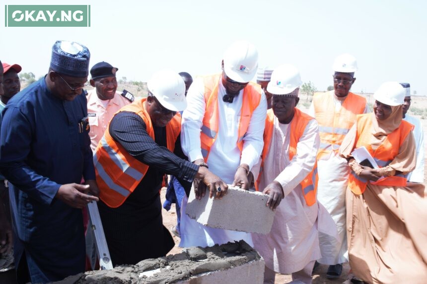 L-R: The Vice-Chancellor, Al-Qalam University Katsina, Prof. Nasiru Musa Yauri; Managing Director/ Chief Executive Officer, Abdul Samad Rabiu (ASR) Initiative Africa, Dr. Ubon Udoh; Chairman, Katsina Islamic Foundation, Alh. Bilya Sanda ( Khadimul -Islam) during the groundbreaking ceremony of the Abdul Samad Rabiu Administration Block in Al-Qalam University, Katsina State.