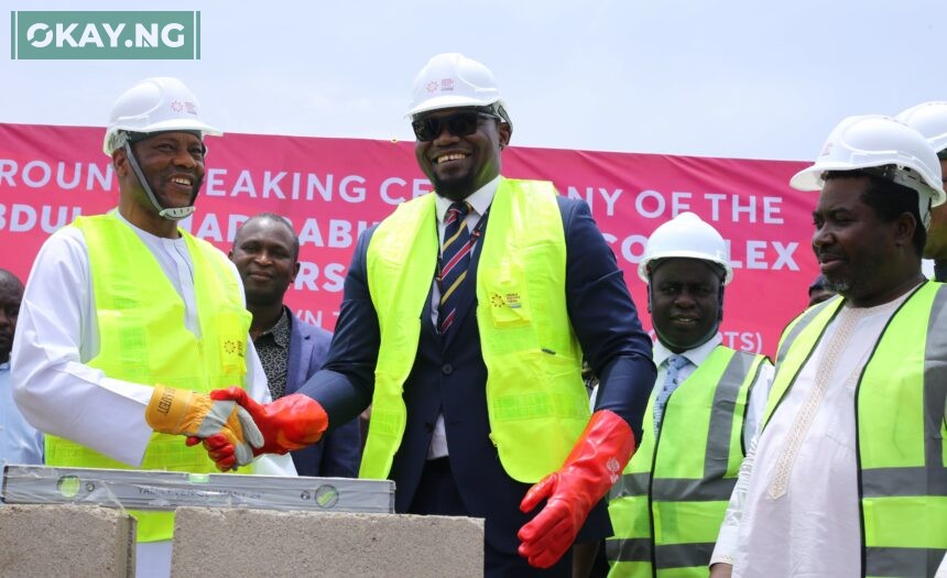 L-R: Prof. Tanko Ishaya (Vice-Chancellor, UNIJOS), Dr. Ubon Udoh (MD/CEO, ASR Africa), Prof. Ishaya Pam (Chairman, UNIJOS Sports Committee), and Prof. Joash Amupitan, SAN (Dep. Vice-Chancellor, Administration, UNIJOS) at the ground breaking ceremony of the ultra-modern Abdul Samad Rabiu Sports Complex at the University of Jos