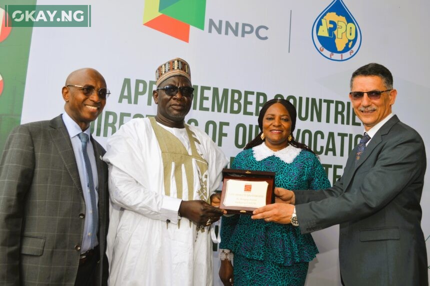 L-R: Secretary General, African Petroleum Producers Organization (APPO), Dr. Omar Farouk Ibrahim; Executive Vice President, Business Services NNPC Ltd (Representative of the GCEO NNPC), Mr. Inuwa Danladi; new Chairperson, Forum of the Directors of Oil & Gas Training & Vocational Education Institutes of APPO and Director NNPC Academy, Mrs. Folashade Adekeye and Managing Director, Algerian Petroleum Institute (API), Mr. Abdelkader Guenone, during the second meeting of the Forum, in Abuja, at the weekend.