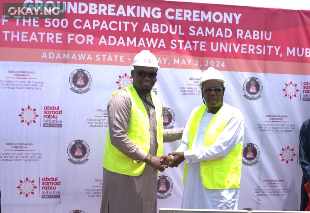 L-R: Dr. Ubon Udoh, MD/CEO, ASR Africa and Dr. Stephen A. Lagu, Ag. Vice Chancellor Adamawa State University at the groundbreaking ceremony of the Abdul Samad Rabiu 500-capacity Lecture Hall with other facilities.