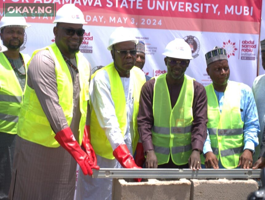 L-R: Nakama Keri, Multilateral Coordination Specialist, ASR Africa; Dr. Ubon Udoh, MD/CEO, ASR Africa; Dr. Stephen A. Lagu, Ag. Vice Chancellor, Adamama State University; Engr E. B. Filli, Director, Physical Planning & Devt., and Mallam Aminu Aliyu Alkali, Registrar at the Groundbreaking Ceremony in Mubi, Adamawa State.