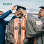 Officials of Gerar University of Medical Sciences conducting the official turbaning and investiture of Dr. Taiwo Afolabi, Chairman, SIFAX Group as the first Chancellor of Gerar University of Medical Sciences, Imope-Ijebu, held over the weekend at the university premises