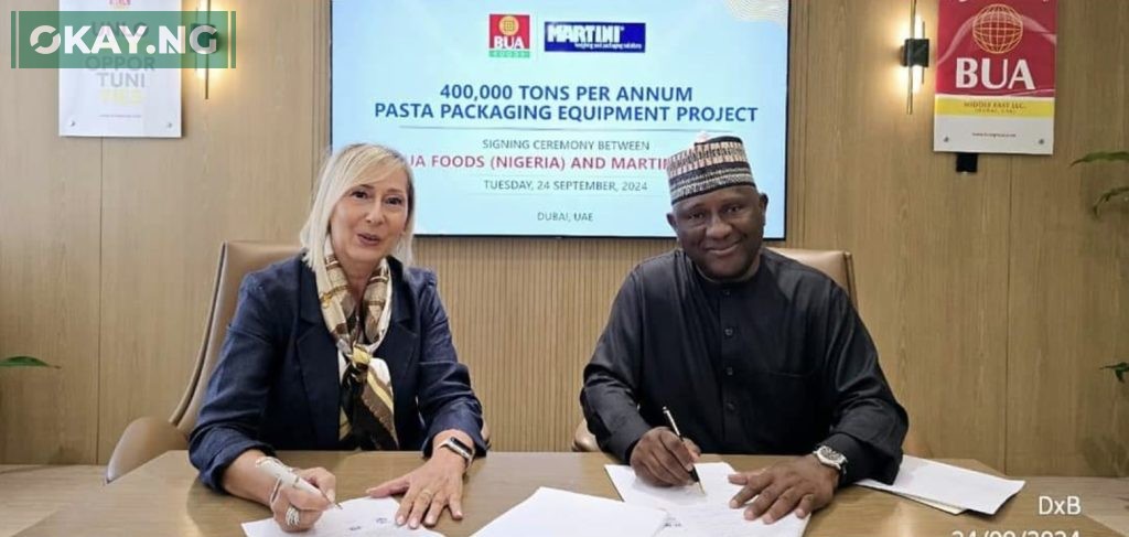 L-R: Ms. Michela Martini, Chairman Martini, and Abdul Samad Rabiu,
Chairman BUA Foods Plc. during the signing event on Tuesday,
24 September 2024.