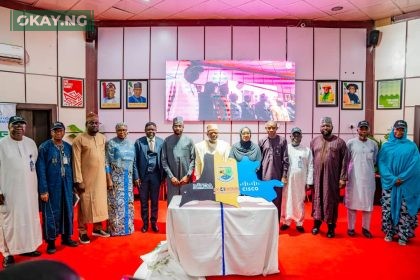 DG NITDA, Kashifu Inuwa, Prof. Saadatu Liman, VC, NSUK alongside dignitaries, members of management staff of NITDA and NSUK, officially flagging off the DL4ALL initiative at the Nassarawa State University Keffi, Nassarawa State.