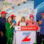 L-R: Executive Director, Zenith Bank Plc, Mr. Henry Oroh; General Manager, Quantum Markets, Mrs. Dani Punam; Executive Director, Zenith Bank, Mrs. Adobi Nwapa; Wife of the Founder and Chairman of Zenith Bank Plc, Mrs. Kay Ovia; Group Managing Director/Chief Executive, Zenith Bank Plc, Dame (Dr.) Adaora Umeoji, OON; and Executive Director, Zenith Bank, Mr. Adamu Lawani during the 2024 Zenith Bank Christmas Light-Up of Ajose Adeogun Street, Victoria Island, Lagos at the weekend.