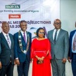 From Left to Right (L-R): Mr Ime Okon (Deputy President East, MD Akwa Savings); Mr Mac-Yoroki (Immediate Past President, MD Citycode Mortgage Bank); Mr Ayo Olowookere (President & Chairman of Council, MD Imperial Homes Mortgage Bank); Mrs Joan Adenuga(Legal Adviser); Mr. Arinze Adigwe (Vice President & MD of Homebase Mortgage Bank); Mr. Arinze Adigwe (Vice President & MD of Homebase Mortgage Bank); and Dr. Adedeji Ajadi (Executive Secretary, MBAN).